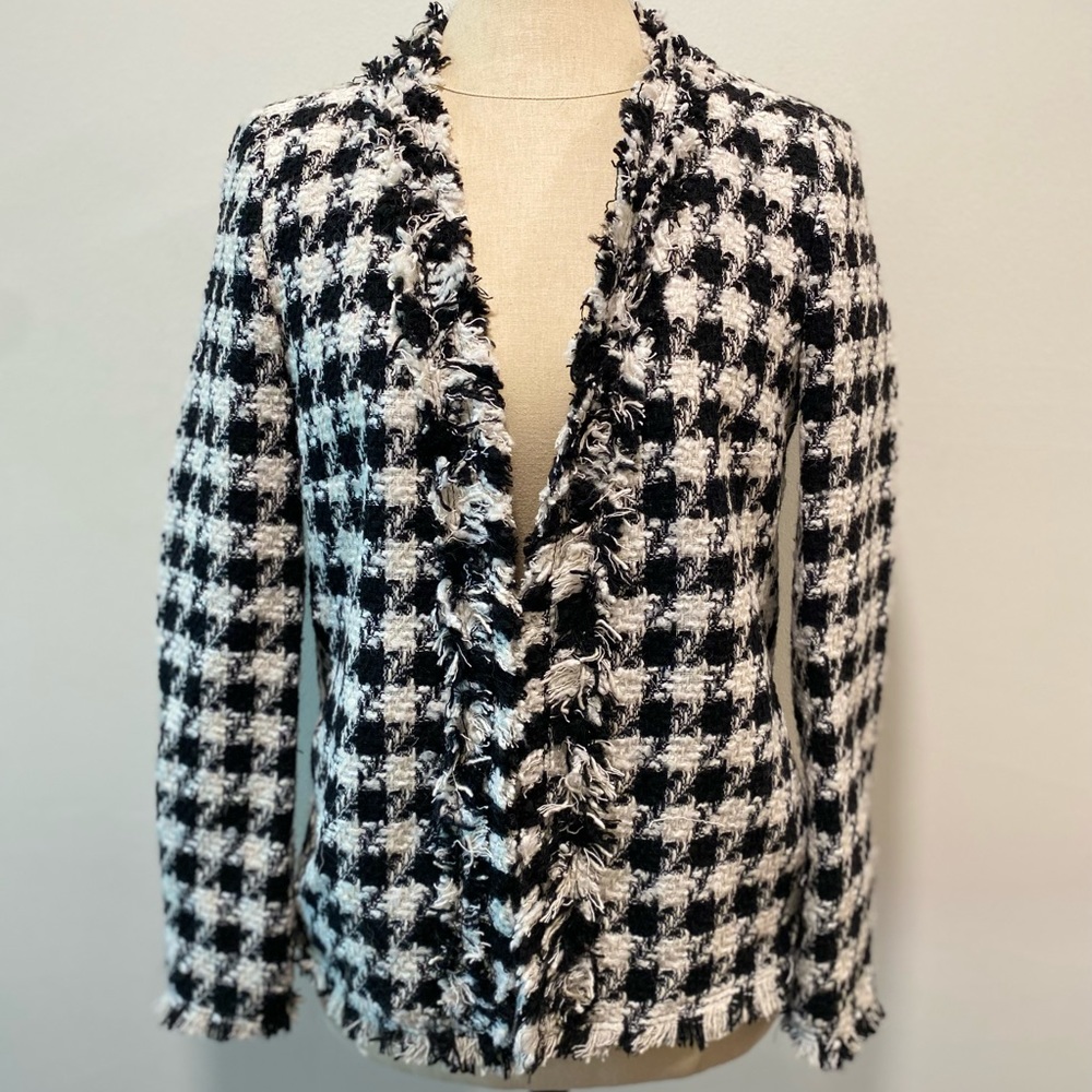 Zara houndstooth boucle jacket